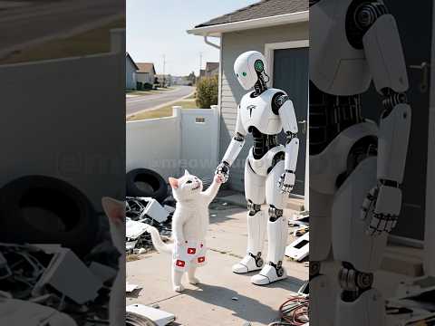 Kitten builds a Tesla robot from scratch 🤖🐱💥 #viralvideo #funny #cat #cute