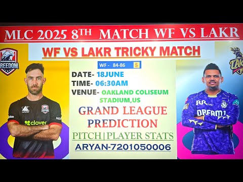 Washington Freedom Vs Los Angeles knight Rider MLC 2025 8th Match-WAS VS LAS  Today Match Prediction