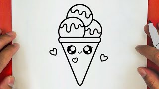 كيف ترسم ايس كريم كيوت خطوة بخطوة / رسم سهل / تعليم الرسم للمبتدئين || Cute Ice Cream Drawing