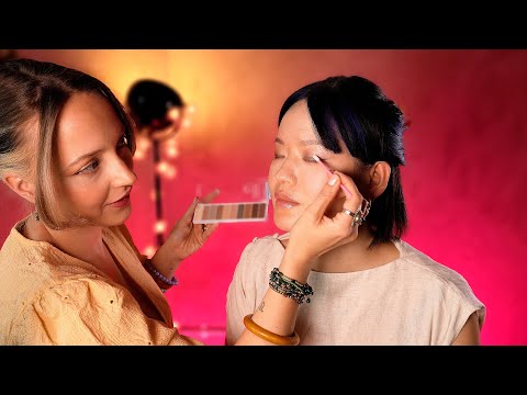 ASMR soft spoken bridesmaid trial look ✨ up-do hair styling, glowy make up and finishing touches