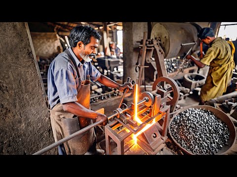 1850s Style How Millions of Engine Nut Bolts made from iron bars