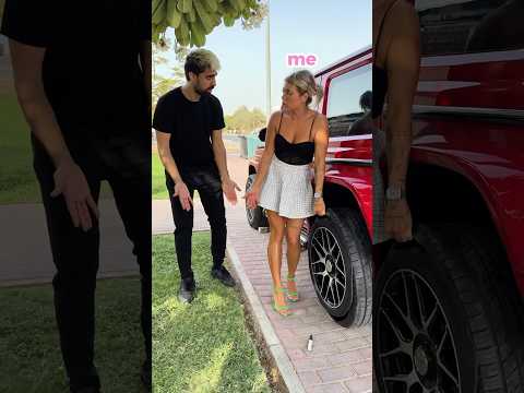 When you let woman change the tyre #supercars #luxurycar #dubai #funny #shorts