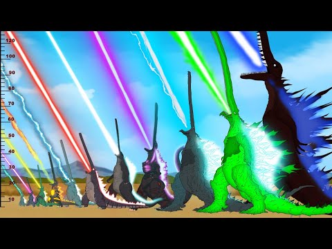 EVOLUTION of GODZILLA'S ATOMIC BREATH: Size Comparison / ANIMATION