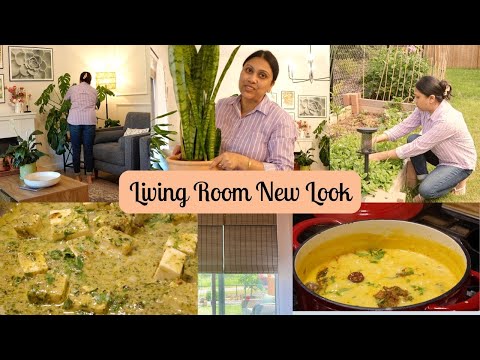 Living Room Refresh - New Furniture , Window Blinds, DIY wall II Dhaniya Paneer Recipe