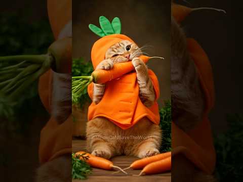 Cute Cat Growing and Eating Carrots 🐱🥕