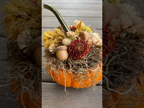 Dried Flower Pumpkins : Easy DIY : flower farm : #pumpkincraft #cutflowers #driedflowers #flowers