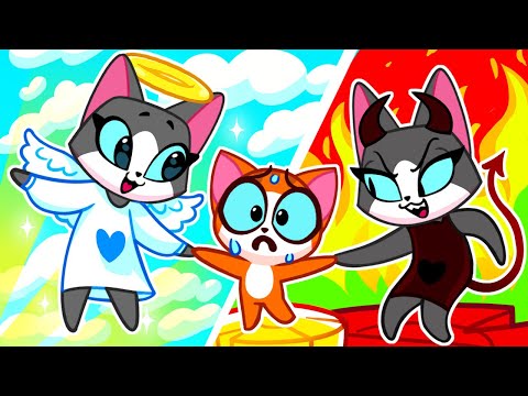 Angel VS Demon Family 😈 Demon Baby 🌟 Baby Learning Cartoon Video by Purr-Purr Stoires