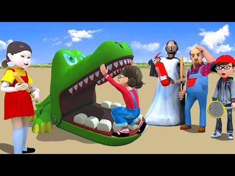 Scary Teacher 3D vs Squid Game Tani was Swallowed by a Crocodile 5 Times Challenge