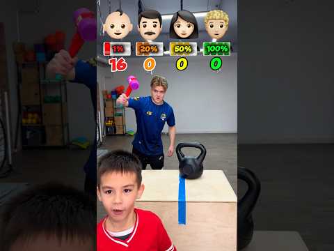 1%, 20%, 50% AND 100% BATTERY CHALLENGE: KETTLEBELL VS PEOPLE 🪫😱  #challenge #football #funny