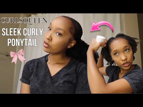 HOW TO: Sleek Low Ponytail Tutorial on Thick Hair (Type 4) | No Heat | Curlsqueenhair