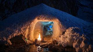 No Shelter in Freezing Night ❄️ I Survived with Fire Alone
