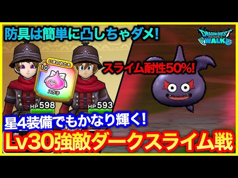 #242【ドラクエウォーク】防具はすぐ凸しちゃダメ！スライム耐性50％ vs Lv30ダークスライム【攻略解説】