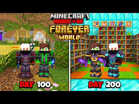 We Survived 200 Days In Forever World In Minecraft Hardcore.. !