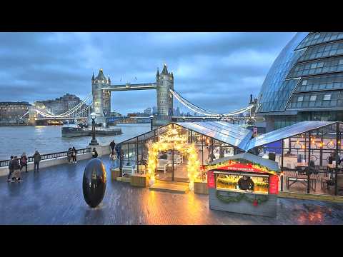 London Winter Walk ✨ Shad Thames, Tower Bridge, St Katharine Docks & Tower of London 🎄 4K HDR