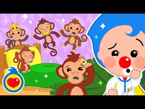 Five Little Monkeys 🐒 Nursery Rhymes & Kids Songs | Plim Plim - The Kindness Hero