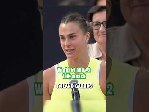 Rivals talking SMACK during trophy speeches 😅 #sabalenka #swiatek #rolandgarros