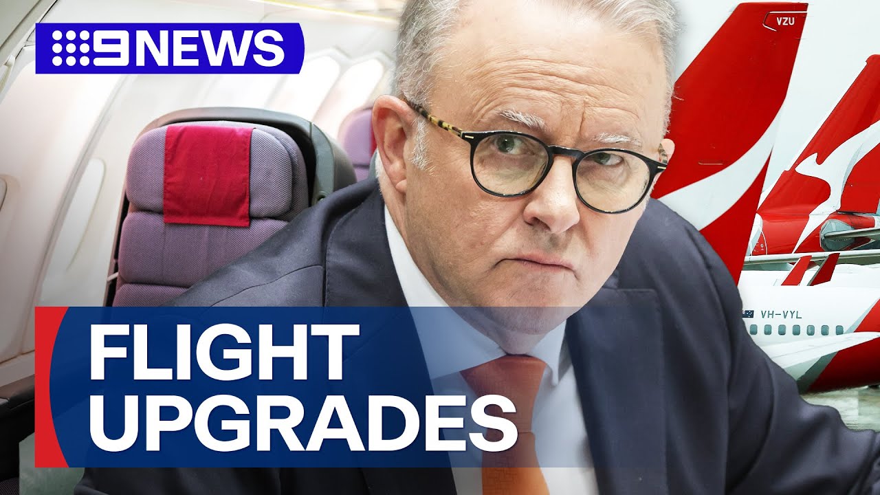 Fired up Albanese defends himself against Qantas flight upgrade allegations | 9 News Australia
