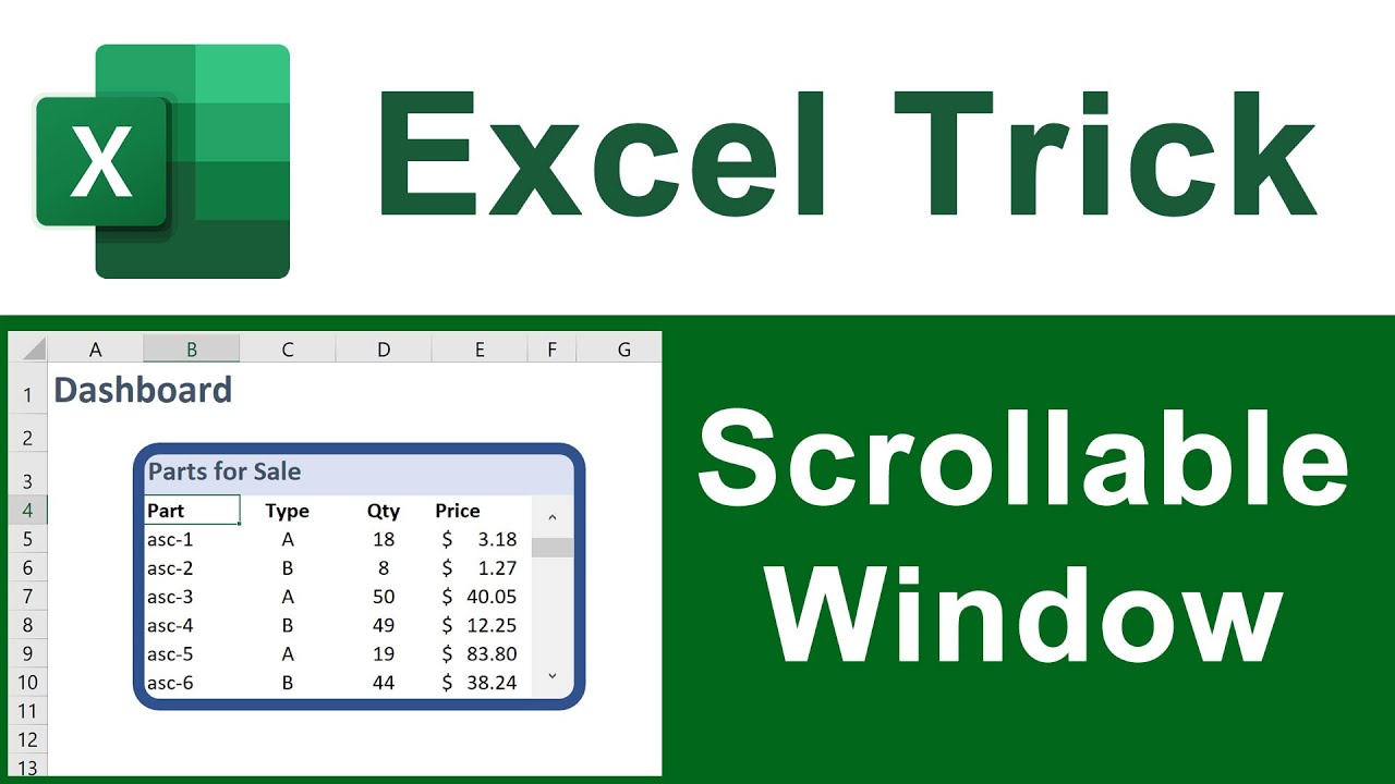Make Perfect Scrollable Boxes in Worksheets in Excel – Great for a Dashboard