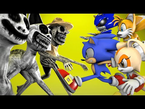 Sonic the hedgehog characters vs Zoonomaly Monsters [SFM Animation]