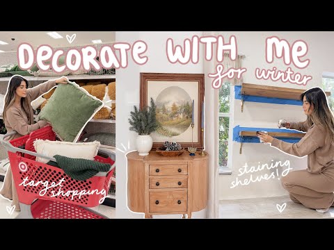 DECORATING the house for WINTER! target trip, new home decor + shelves update ✨