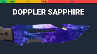 Survival Knife Doppler Sapphire Wear Preview