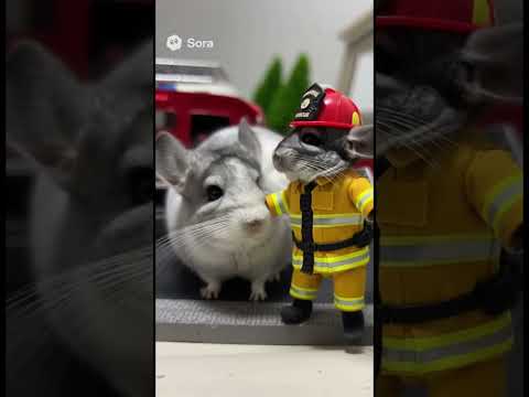 チンチラさん救助✨AI    #funny #cute #チンチラ#フェイク#火事