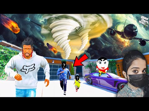 Franklin and Shinchan Survive the Biggest Tornado & Rain in GTA 5(Franklin Death)