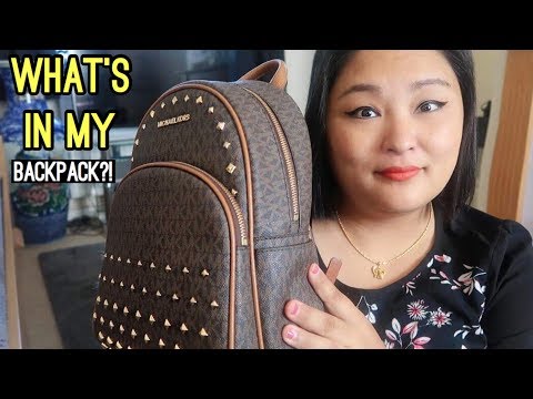 WHATS IN MY BAG?? (Michael Kors Abbey Studded Backpack Pros & Cons)