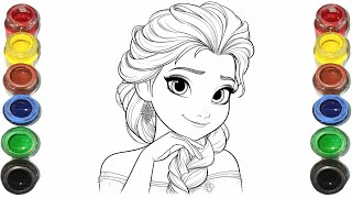 Cute Elsa Frozen Drawing for kids, Painting & Coloring for kids, Toddlers | Let's Draw Together