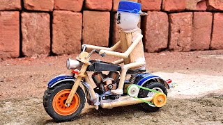 How to Make Toy Motorcyle at Home with Rider - Amazing DIY DC Motor Bike