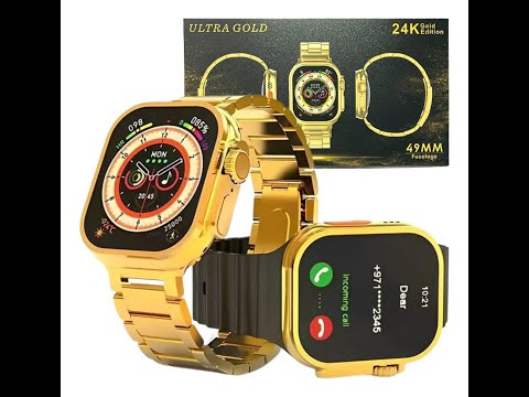 Smartwatch Ultra Gold 24K Com NFC 2 Pulseiras Lançamento