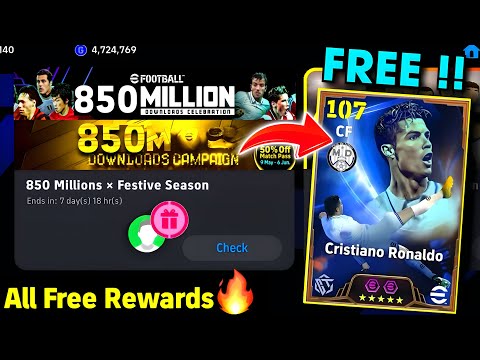 eFootball™ 2025 850 Million Downloads Campaign Rewards !! Free Coins, Epic Pack & Objectives