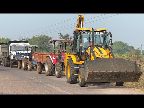 Jcb 3dx eco Loading mud | swaraj 735 di | Mahindra arjun with trolly | Tata Dumper Loading