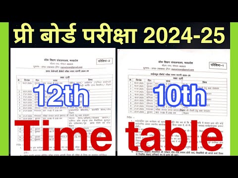 प्री बोर्ड परीक्षा 2025 टाईम टेबल कक्षा 10वी,12वी,pre board exam time table