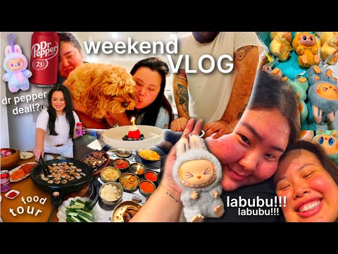 VLOG ― losing my eyebrow, signed w/ dr pepper, labubu madness, food feast, office shopping, BDAY! 🐶🎂