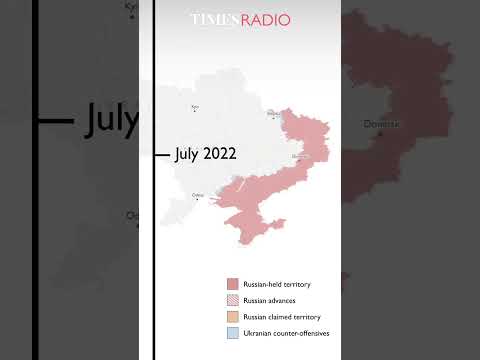 How much land has Russia gained from Ukraine one year since the conflict began?