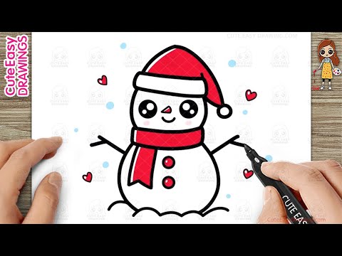 How to Draw a Cute Christmas Snowman - Easy Step-by-Step for Kids!