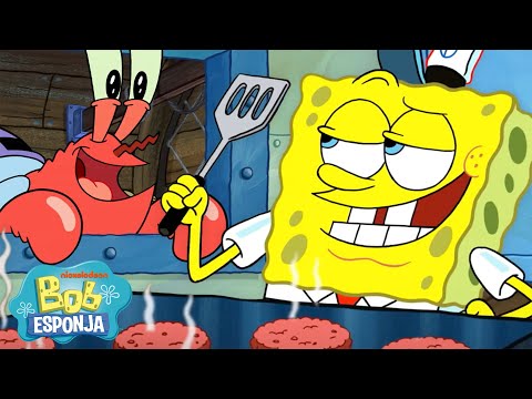 Bob Esponja mandando ver na grelha por 60 Minutos 🍔 | Bob Esponja em Português