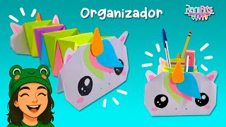 DIY - ORGANIZADOR ORIGAMI UNICORNIO ARCOIRIS - Haz un lindo organizador de papel super fácil