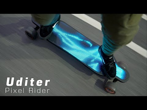 UDITER Pixel Rider Review | Customizable LED Deck Electric Skateboard Test Ride by KAMi JUINs