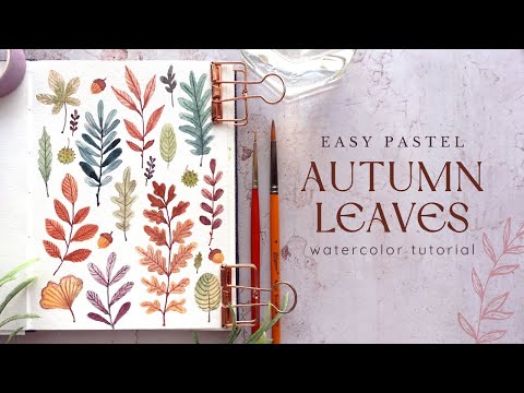 Easy Colourful Pastel Autumn Leaves: Watercolor Tutorial