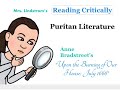 Anastrophe and Puritan Literature Concepts