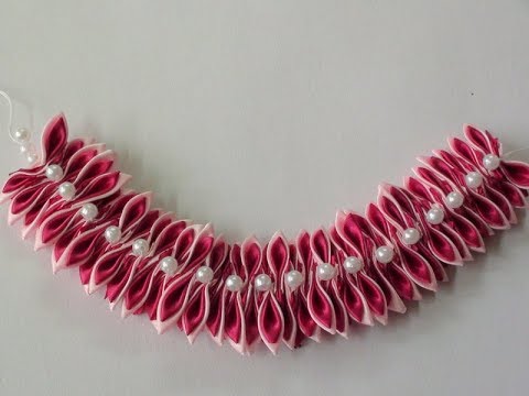 Satin Ribbon Garland DIY with pearls