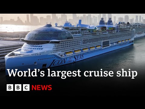 Icon of the Seas: World's largest cruise ship sets sail from Miami | BBC News