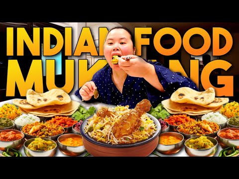 Indian Food Mukbang 먹방 Chicken Biryani + Chicken Masala + Mango Chicken Eating Show! (SO GOOD!!!)