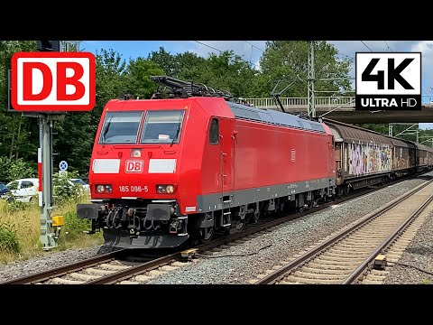 [4K] DB Cargo 185 096 with Unit Cargo passes Natrup-Hagen!