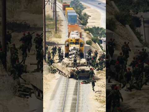 Battle Tank Fire Try to Stop Train With Blasstitic Missiles | GTA v