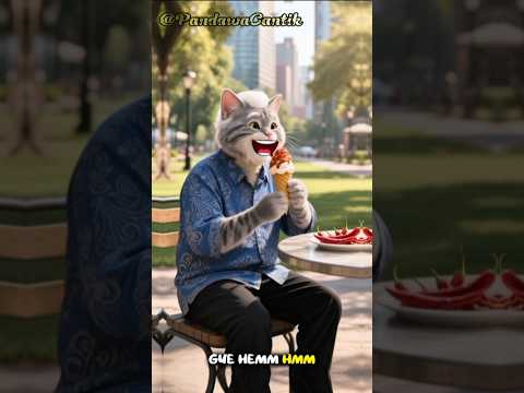 Escream nya ko pedas 😂 #eskrimgoreng #lucu #food #comedy #shortvideo #kucing