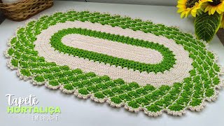 Tapete Hortaliça oval em crochê lindo didática simplificada #crochet #handmade #artesanato #aula