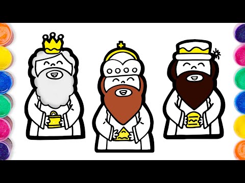 Colorea a los tres REYES MAGOS de Oriente 🤴⭐🐫 Dibujos para niños